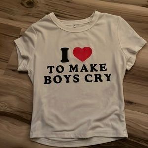 "i ❤️ to make boys cry" baby tee